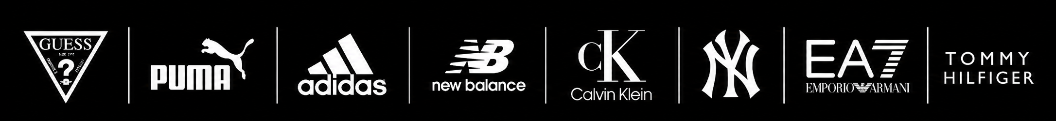 I nostri brand: Guess, Puma, Adidas, New Balance, Calvin Klein, New York Yankees, EA7 e Tommy Hilfiger